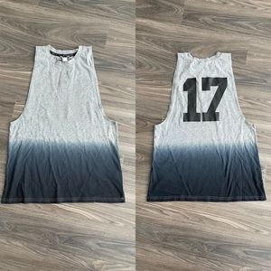 New 🌟 Forever 21 Ombre Dip Dye Muscle Tee Small Gray Blue #17 T-shirt Tank Top